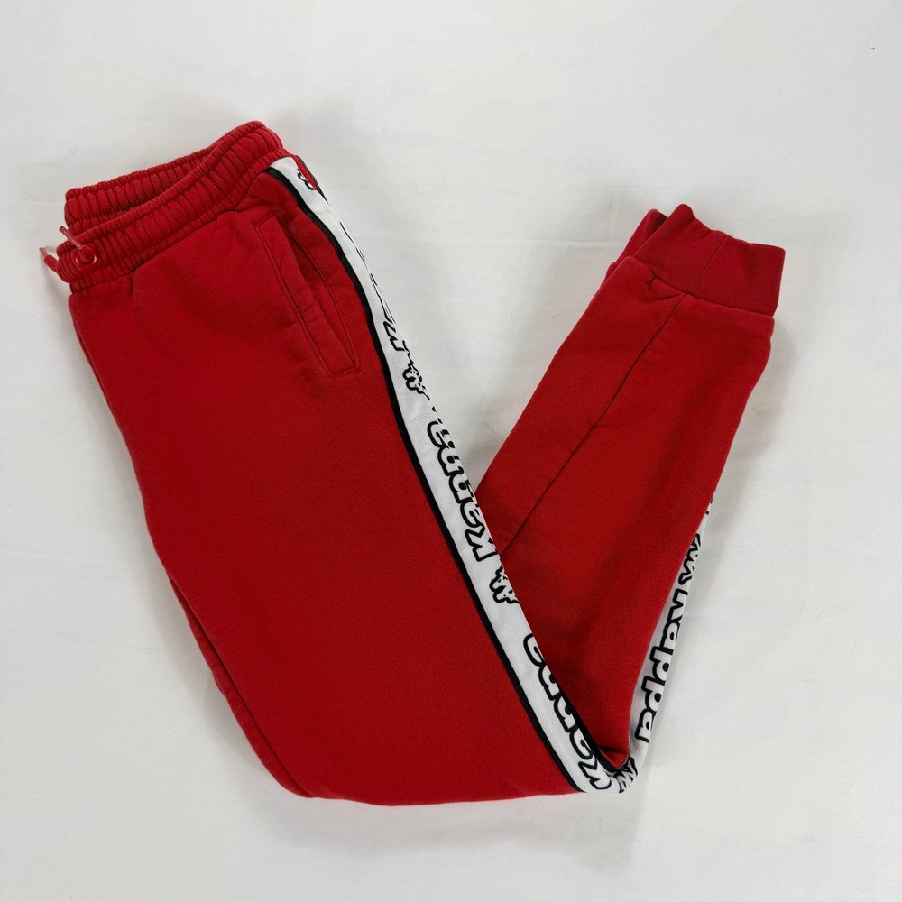 Kappa Red Track Jogger Sweatpants Logo Tape S‎ Small 28 Inseam